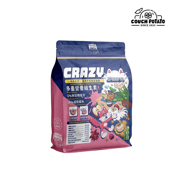 Crazy 嗨派無穀貓用乾糧 - 雞肉干貝